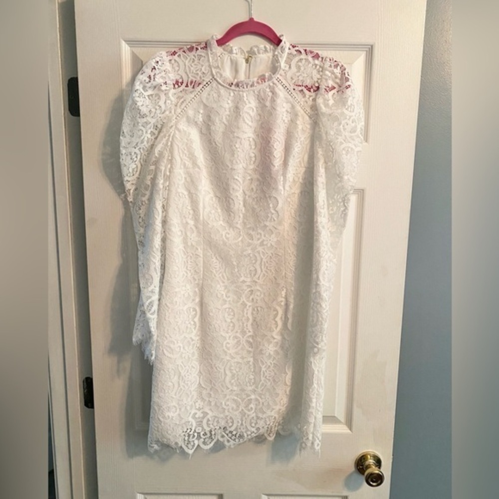 NWT Lilly‎ Pulitzer White Coconut Averi Long Sleeve Lace Dress Women's Size 6